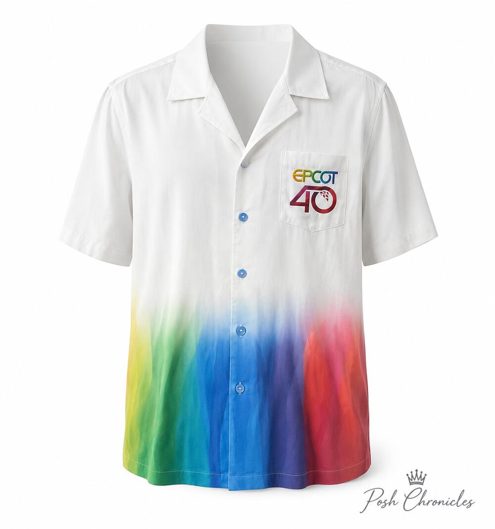 Disney EPCOT 40th Anniversary Gradient Button Up Shirt Resort Retro L